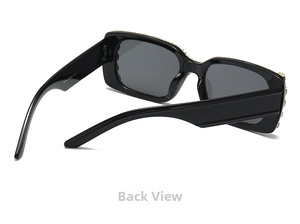 Detail view of model 5324 sunglasses temple with size specs and rhinestone frame
