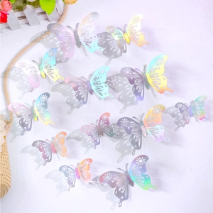 3D laser butterfly wall stickers with hollow design for spring party and wedding decor