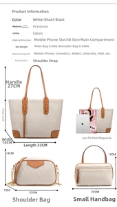 Detailed technical specifications and dimension guide for the retro tote bag set