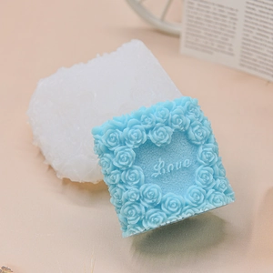 DIY rose heart silicone mold and blue love scented candle for romantic wedding gifts