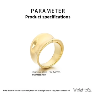 Detail shot of 14mm thick irregular 18K gold plated stainless steel ring with 8g weight