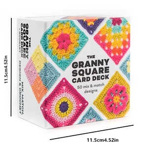 The Granny Square Card Deck with 50 crochet pattern cards and instructional guide