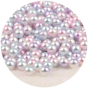 Mix of colorful 4-10mm no-hole faux pearls in soft pink, purple, blue, and white tones