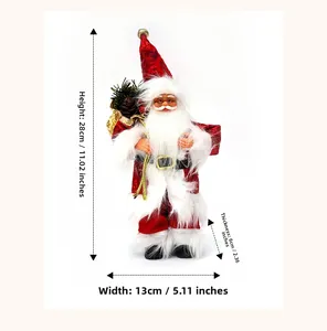Standing Santa Claus ornament 28cm height dimensions showing length and width details
