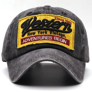 Dettaglio del cappellino da baseball vintage in cotone lavato con ricamo Western