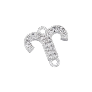 Macro view of Aries zodiac connector pendant with white zirconia pavé in platinum finish