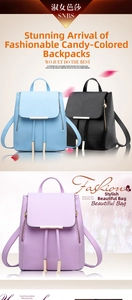 Crossgrain leather backpacks in blue, black and purple with metal buckles and drawstrings