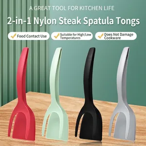 Nylon Spatula Tong Dual Function Heat Resistant Kitchen Tool For Flipping Gripping Steak Egg Pancake BBQ