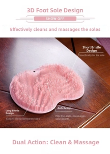 Tappetino in silicone rosa con setole 3D per pulizia profonda e massaggio plantare