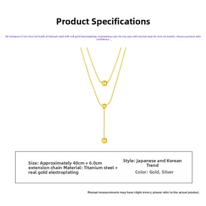 Detailed size specifications for titanium steel water drop necklace with 40cm plus 6cm chain