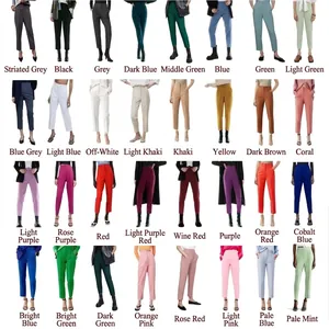 Women's high waist straight leg dress pants available in 32 vibrant colors