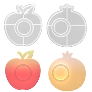 DIY fruit shape silicone molds for resin casting showing apple and pomegranate designs