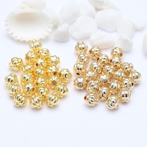 Polished 14k/18k gold-plated pumpkin lantern spacer beads for DIY jewelry making