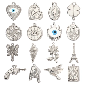 DIY Charms Pendants Stainless Steel For Jewelry Making Vintage Style Diverse Shapes Heart Evil Eye For Necklaces Earrings