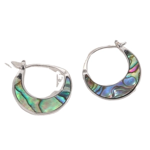 Orecchini a luna minimalisti in argento con intarsio in conchiglia di abalone naturale colorata