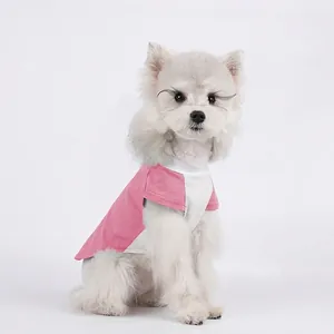 Pink and white color-blocked pet t-shirt with flutter sleeves for small dogs