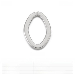 Macro detail of 17x12mm stainless steel geometric twisted rings for DIY jewelry
