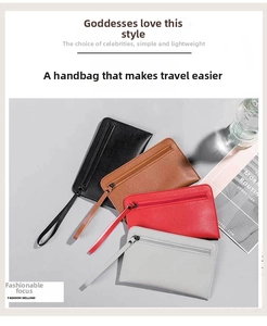 Detail view of multi-color leather wristlet wallets with zippers in four stylish shades