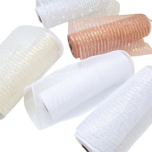 Various 26cm glitter mesh ribbons for Christmas tree decoration and festive floral wreaths