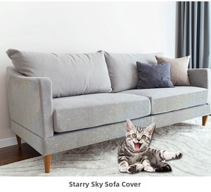 Detail of glittery starry pattern self-adhesive PVC sofa scratch protector for cats