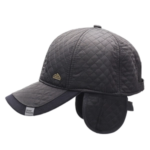 Men's quilted winter baseball cap with fold-down earflaps for thermal warmth