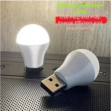 Detail view of portable USB LED eye-care night light with spherical design on wood