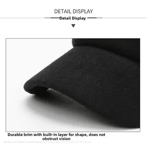 Detail of the reinforced bill on this winter thermal cap showing dense wool fabric