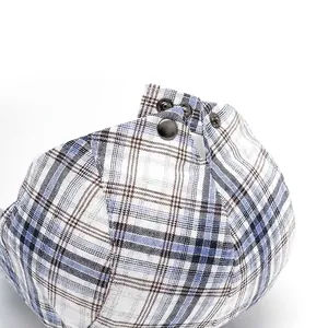 Checkered vintage newsboy cap with adjustable metal back buckle for custom fit