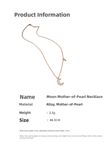 Spécifications détaillées de taille pour le collier lune en nacre avec dimensions en cm
