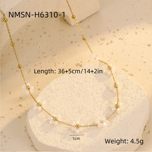 Detail view of 18K gold plated stainless steel necklace with size and weight specifications