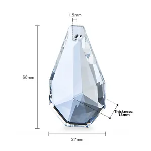 50mm faceted AB crystal teardrop pendant with dimensions for chandelier decor
