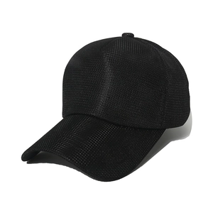Men's outdoor black mesh baseball cap with breathable fabric and curved visor