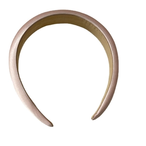 Champagne pink satin padded headband with premium thick design for hair styling