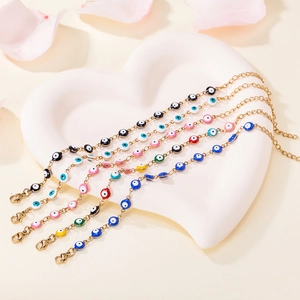 Evil Eye Bracelet Stainless Steel 18K Gold Plated Enamel Beads Bohemian Adjustable For Women Fashion Jewelry Gift