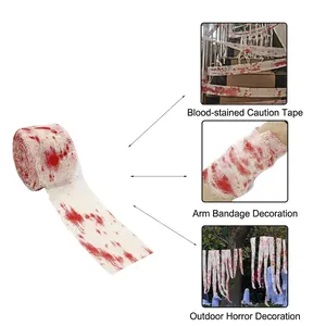 Halloween bloody gauze roll with red blood stains for horror party venue decoration