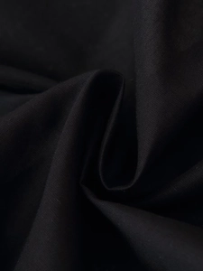 Close-up of black embroidered fabric showing fine weave texture and material details