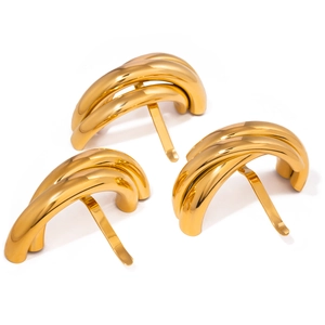 Set di 3 pettini per capelli dorati in acciaio inossidabile con design a triplo arco