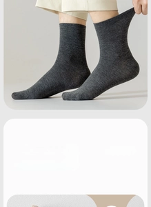 Detail view of dark grey crew sock showing ribbed cuff and fine knit cotton texture