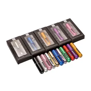 5ml refillable perfume atomizers in assorted colors with visual windows and gift box
