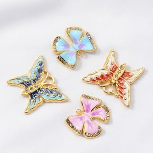 Colorful butterfly pendant accessories with enamel finish and sparkling zircons