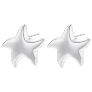 Polished silver starfish stud earrings with a minimalist 18K gold plated metal finish
