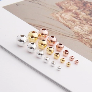 Polished S925 sterling silver beads in gold, silver, and rose gold for DIY jewelry making