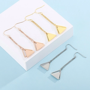 Hollow Triangle Tassel Earrings Stainless Steel Long Geometric Drop Dangle Fashion Statement Jewelry Accessories For Women