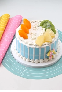 Thick round silicone baking mats with 9-12 inch measurement scales and non-slip texture