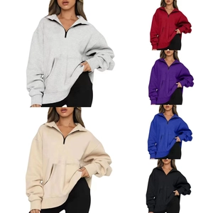 Men Half Zip Sweatshirt Long Sleeve Oversized Stand Collar Pocket Casual Athletic Pullover Polyester Cotton Fleece