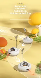 Detail of smart cat toy featuring automatic obstacle avoidance and interactive feathers