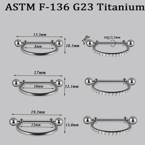 G23 titanium body piercing jewelry size chart with various hoop diameters and gauges