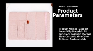 Pink PU leather travel passport holder with RFID blocking and multiple card slots