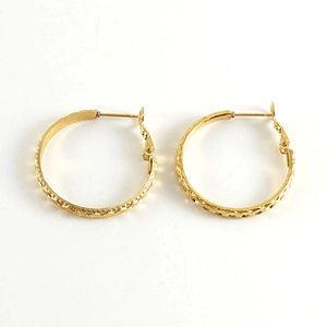Chic 18k gold-plated stainless steel hoop earrings with geometric faceted textures