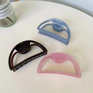 Large Acetate Hair Claw Clip Elegant Hollow Half Round French Handmade Shark Clip Minimalist Daily Hair Accessory For Women